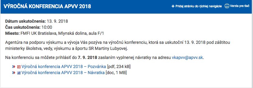 Výročná konferencia APVV (Zdroj: www.apvv.sk)